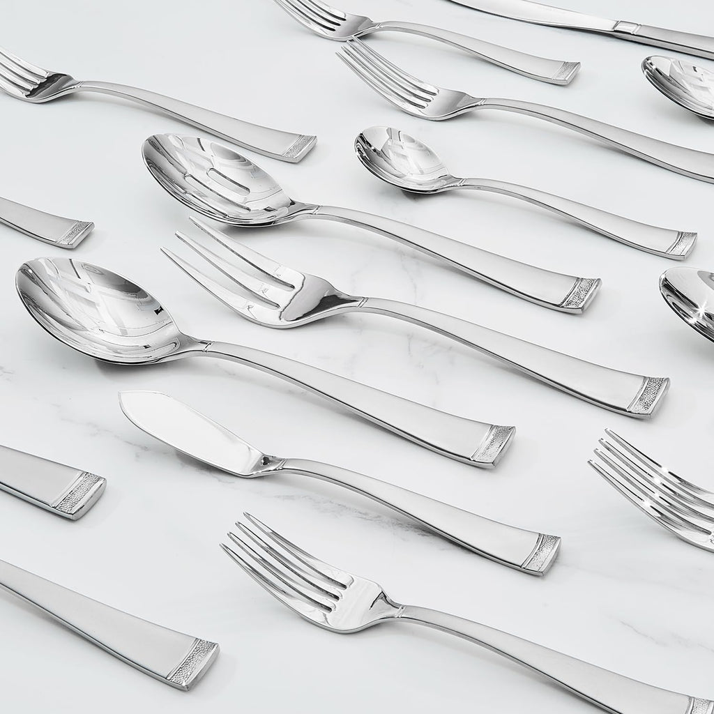 KINGSTONE Silverware Set, 40-Piece Flatware Set for 8, 18/10 Stainless Steel Cutlery Set with Bead Edge, Utensil for Kitchen, Home, Party, Wedding, Mirror Polished, Dishwasher Safe, Featured Gifts