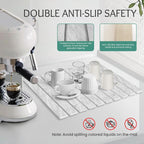 Stone Dish Drying Mat Collapsible Diatomaceous Earth Absorbent Mat Quick Dish Drying Pad Dish Rack Pad Match Any Counterto Multiple Usage for Kitchen,Bathroom (Light-Gray Frosted Pattern, 24"L x 16"W)