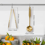 Patelai 2 Pcs Stainless Steel Pasta Spoon with Teeth Large Spaghetti Utensil, 9.4'' Tong and 13.6'' Pasta Fork with Vacuum Handle, Comfortable Grip Design Spoons for Kitchen