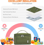 NOL Natural Organic Lifestyle Small Lunch Bag Mini Lunch Box Insulated Lunch Bag for Men/Women Leakproof Cooler Tote Bag Lightweight Nylon Waterproof Lunch Box For Work, Amy green
