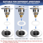 AURUZA 2 Pack Universal Bathroom Sink Stopper, Strainer for 1.1-1.5 Inch Bullet Core Push Type Basin Pop Up Drain Filter,Bathtub Converter with Anti Clogging Basket Hair Catcher