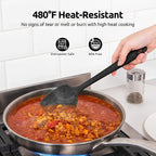 U-Taste Silicone Spoon Spatula Set: 480ºF Heat Resistant Food Grade Flexible Rubber Spoonula, Nonstick Cooking Mixing Scooping Kitchen Baking Scraper Utensils Set of 3 for Pan, Pot, Bowl (Black)