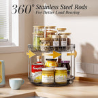 LAMU 2 Tier Lazy Susan Turntable Organizer 10.6'' Rotating Spice Rack Organization for Cabinet, Kitchen, Pantry, Countertop, Bathroom, Vanity, Medicine Cabinet Organizer, Grey