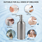 Soap Dispenser 18 Oz with Non-Slip Coaster, Stripe Design Dish Soap Dispenser Brushed Nickel, Refillable Liquid Hand Soap Dispenser for Bathroom, Kitchen Soap Dispenser Premium Stainless Steel