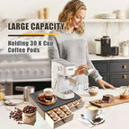 Wooden Coffee Pod Holder with Silicone Non-Slip Pad, Coffee Storage K Cup Organizer for Countertop, K Cup Drawer and Tea Organizer for Counter, Coffee Station Organizer (30 Pod Capacity)