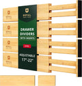 ROYAL CRAFT WOOD Adjustable Bamboo Drawer Dividers Organizers (17-21.5") with Inserts - Expandable Drawer Organization Separators for Kitchen Utensils, Clothes, 4-Pack