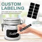 Home Intuition 4-Piece Ceramic Kitchen Canisters Set, Airtight Containers with Wooden Spoons Reusable Chalk Labels and Marker for Sugar, Coffee, Flour, Tea (White Marble)