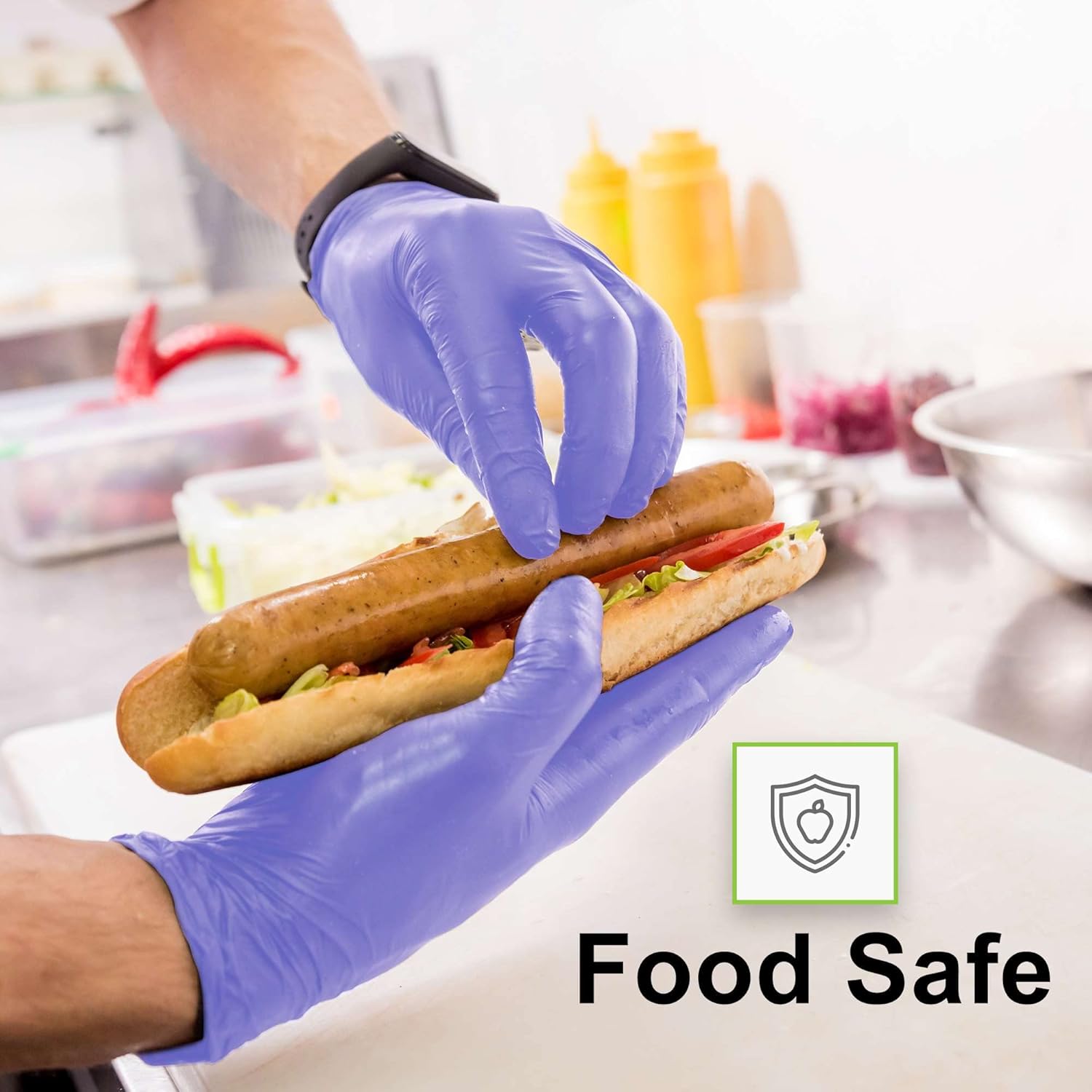 FifthPulse Biodegradable Disposable Nitrile Gloves, 150 Count, Green Food Safe Cooking Gloves - Powder and Latex Free Gloves