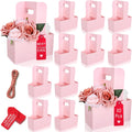 10 Pack 2 Cup Disposable Pink Drink Carrier with Handle Paperboard Coffee Cup Holder Portable for Hot Cold Drinks Food Delivery Services with Heart Card for Teacher Appreciation Week Mother's Day