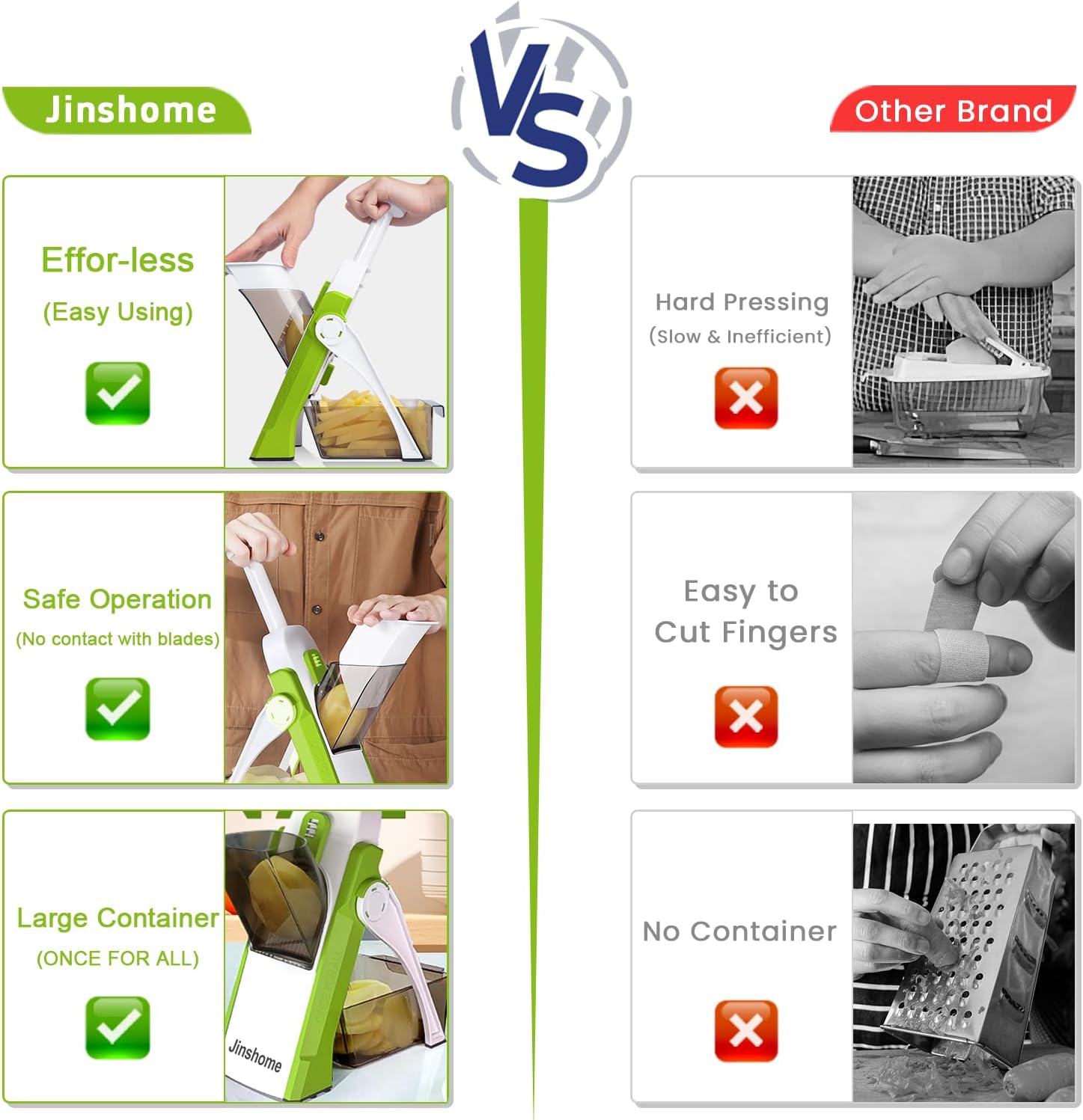 Safe Mandoline Slicer and Vegetable Chopper, Multi Potato Slicer for Kitchen, 4 Modes 100+ Presets Thickness Adjustable,(Green)
