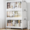 480QT Stackable Storage Bins with Lids, 120Gal Extra Large Collapsible Storage Box with Wheel, Plastic Storages with Clear Door Open Front for Home Bedroom Garage, White-3pack(3 lids)