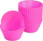uxcell 36Pcs Silicone Cupcake Liners, Non-Stick Baking Cups, for Cooking Eggs, Baking Muffins and Make a Cake(Rose Red)