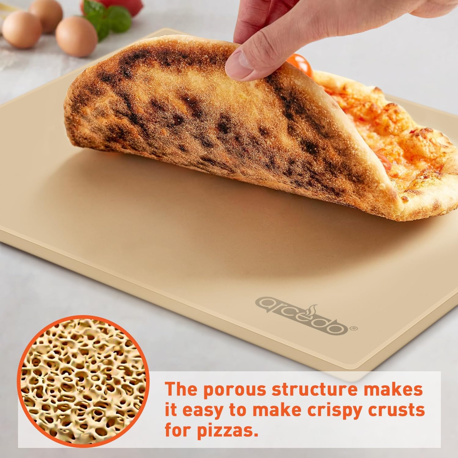 Pizza Stone for Grill 20 x 13.5 Inch, Rectangular Large Baking Stone for Bread Thermal Shock Resistant BBQ Grilling Pizza Pan Cordierite Oven Cooking Pan With PE Scraper