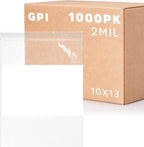 10" x 13" Large Zip Bags, 2 Mil Thick Clear Plastic Reclosable Zipper Lock Bags with Write-on White Block, with Resealable Zip Top Lock for Food Storage & Office Supplies, 1000 Count