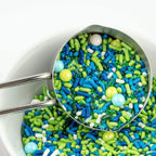 Sprinkles for Cake, Cookie, Cupcake Decorating, and Baking - Fancy Edible Cake Sprinkles and Toppings in Navy Jimmies, Green Nonpareils, Blue Sugar Crystal, and Lime Sugar Pearl for Donuts