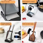 Spoon Rest and Lid Holder for Stove Top – Heat-Resistant Steel Organizer for Utensils, Lids, and Tongs – Drip Tray for Kitchen Counter