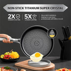 Sunhouse Titanium-Coated Tri-Ply Stainless Steel Pan, 10 inch frying pan, Non-Toxic, PFAS PFOA & PTFE Free, Oven Safe, Compatible with All Cooktops, Perfect Gifts for Mom or Dad, Premium gift box