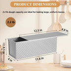 SS&CC Pullman Loaf Pan with Lid 13x4 | 2.2lb Carbon Steel Bread Pan for Homemade Sourdough & Sandwich Bread | Nonstick Bakeware, Heavy Duty & Easy Clean (Silver, 2.2lb (1-Pack))
