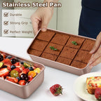 LIANYU Loaf Pans for Bread Baking, 9×5 Inch Stainless Steel Loaf Bread Tins, Non-Stick Baking Pans for Homemade Banana Sandwich Sourdough, Healthy & Sturdy, Set of 2, Rose Gold
