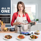 WantJoin 6Qt Aluminum Pressure Cooker w/Release Valve & Multiple Protective Devices,Pressure Canner Compatible with Gas & Induction Cooker,Canner Rack Included