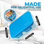 Stainless Steel Heavy Duty Bento Box Lunch Container for Older Kids, Teens, Adults with Removable Tray, Leakproof Silicone Seals, BPA Free 26 oz/790 mL (Blue)