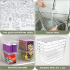 BALEINE Clear Stackable Storage Bins with Lids, Plastic Containers with Handle for Pantry Organizers and Storage, Plastic Bins for Fridge, Kitchen, Bathroom, Cabinet (13x7.4x7, 4PK)
