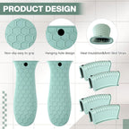 Patelai 8 Pcs Silicone Pot Holders Cast Iron Handle Cover Heat Resistant Pot Handle Covers Potholder Non Slip Reusable Pan Sleeve for Frying Pan Kitchen Supplies(Mint Green)
