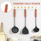 FJNATINH Wok Tools, Wok Utensil,Wok Spatula,Ladle,Skimmer Tool Set,Non Stick Heat-Resistant Silicone Cooking Utensils BPA Free Kitchen Utensils Cookware, Pack of 3,Black
