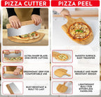 3PCS Round Pizza Stone for Oven Set 15" - Comes with Pizza Peel for Oven and Cutter - Cordierite Stones for Bread, Calzone, Cookies