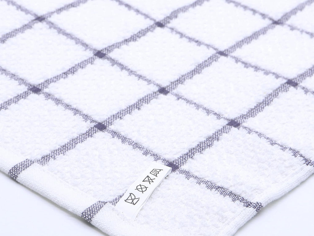 Cotton Grid Dish Cloths, Terry Cleaning Rags, 12 x 12 Inches, Light and Soft, Quick Drying Dish Rags, 8pc/Set (Purple)