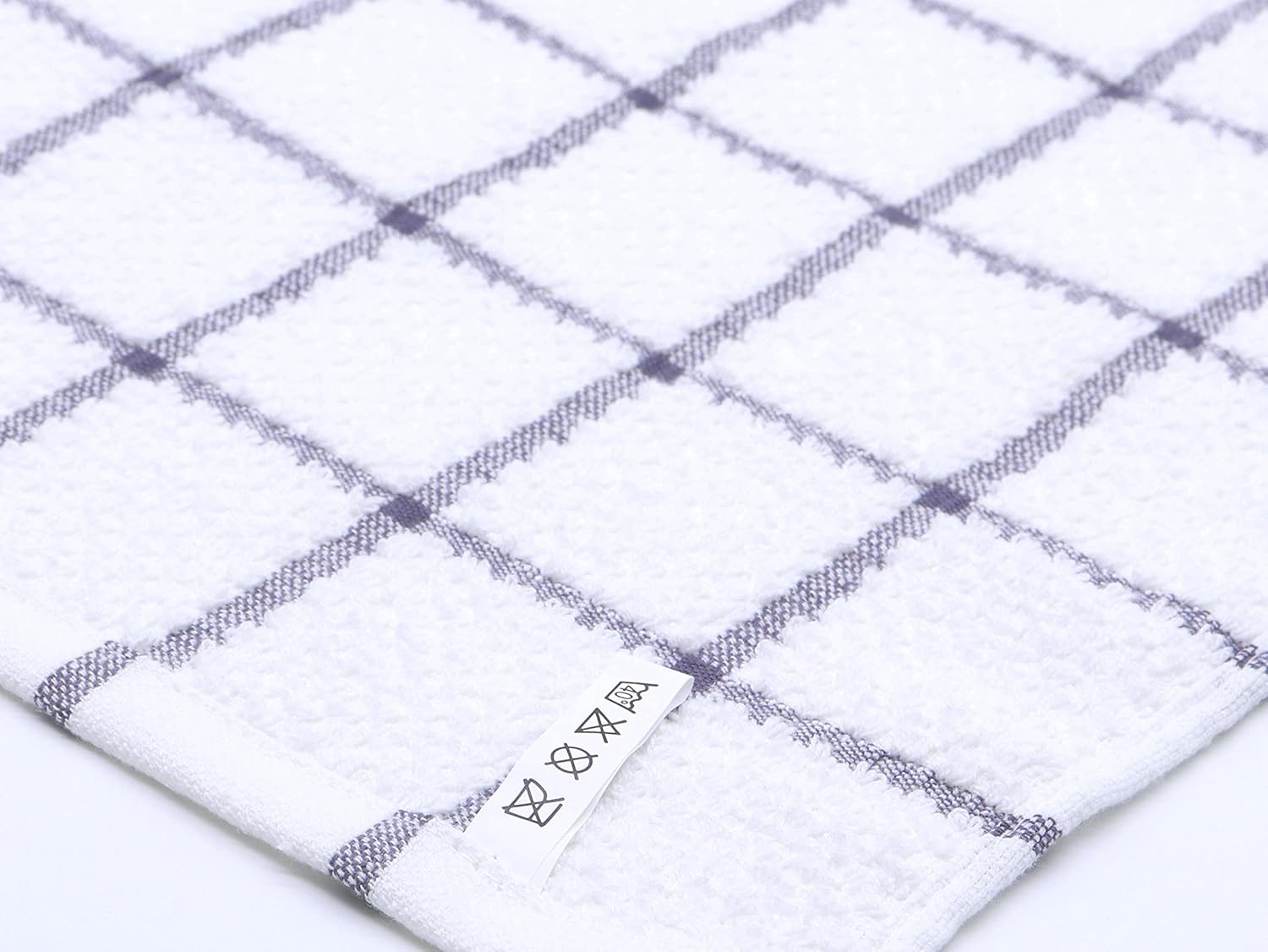 Cotton Grid Dish Cloths, Terry Cleaning Rags, 12 x 12 Inches, Light and Soft, Quick Drying Dish Rags, 8pc/Set (Purple)