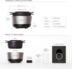 Vermicular Musui–Kamado (RICEPOT) | Cast Iron Induction Cooker | Precision Multicooker | Japanese Rice Cooker | Slow Cooker | Non-Toxic Enameled Cast Iron Pot | Matte Black & Silver | US Model (120V)