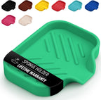 Zulay Kitchen Small Silicone Sponge Holder (4.9x3.3”) – Space-Saving Sink Organizer Tray for Sponge, Soap, Brush & More – Compact Non-Slip Dish for Kitchen & Bathroom (Carnival Glass)