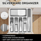 49-Piece Silverware Set with Organizer, Stainless Steel Kitchen Utensils Set for 8, Cutlery Flatware Set with Steak Knives Fork Spoon for Home Kitchen Tableware, Dishwasher Safe