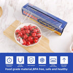 KAMMAK Plastic Food Wrap with Slide Cutter Kitchen Cling Wrap 12 inch Professional BPA Free Polyethylene Materials Quick Cut 750 Ft Food Service Cling Film Wrap for Restaurant