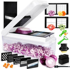 Vegetable Chopper, Onion Chopper Dicer, Mandoline Slicer, Food Chopper with Container, Vegetable Cutter for Salad Potato Carrot Garlic（9 Blades, White Black）
