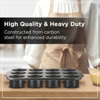 Wrenbury Pro Mini Cheesecake Pans Removable Bottom 12 Hole - Heavy Gauge Carbon Steel Muffin Cupcake Pan Loose Bottom Springform for Baking - 3 Inch Individual Cheesecakes Tin - PFOA Free