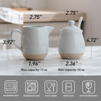 famiware Milkyway Ceramic Sugar and Creamer Set, 10oz Sugar Bowl & 13oz Creamer Set – Stoneware Milk Pitcher & Sugar Dispenser for Coffee Bar, Kitchen, or Countertop, Coffee Serving Set, Light Gray