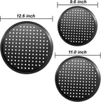 Baking Steel Pizza Pan with Holes, Round Pizza Pan for Oven, 9 Inch, 11 Inch, 12 Inch Bakeware Pizza Tray, Nonstick Baking Supplies Home Kitchen Steel Crisper Pizza Pan Set (3 Pcs)