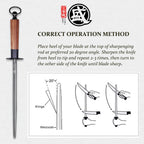MITSUMOTO SAKARI 10 Inch Round Honing Rod, Japanese High Carbon Honing Steel (Sourwood Handle)