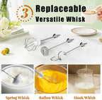 Nahida Turquoise Milk Frother Wand for Coffee, Frother Handheld Rechargeable Electric Whisk with 3 Heads 3 Speeds Drink Mixer Coffee Frother Foam Maker For Latte, Cappuccino, Hot Chocolate, Egg