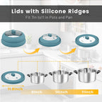 Microwave Splatter Cover, Vented Silicone and Glass Cover Splatter Guard Lid, Food Collapsible Plate Cover Lid with Easy Grip Handle. (Blue, 11.8 inch)