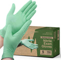 FifthPulse Biodegradable Disposable Nitrile Gloves, 150 Count, Green Food Safe Cooking Gloves - Powder and Latex Free Gloves