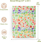 Bee's Wrap Beeswax Wraps for Food - Garden Party Bread Wrap - Made in USA Reusable Bread Storage Bags - Organic & Eco-Friendly Alternative to Aluminum Foil, Sourdough Bags & Plastic Wrap