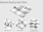 PurpleEssences Waffle Weave Plaid Dish Cloths, 100% Cotton - 12 x 12 Inches, Ultra Soft Absorbent Quick Drying Dish Towels Buffalo Check Dish Rags for Kitchen, 8 Pack - Spring Summer - Grey & White