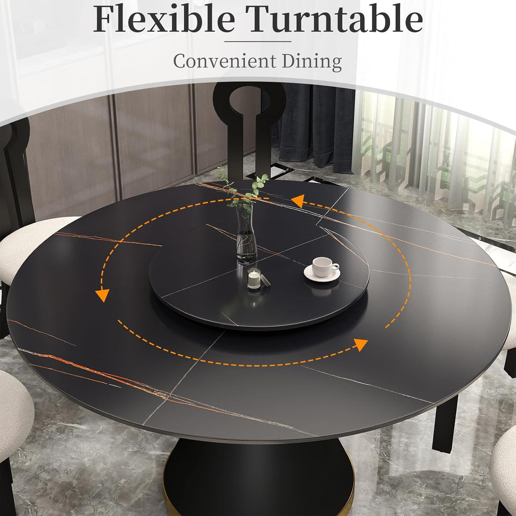 31.5" Lazy Susan for Table Top Sintered Stone Rotating Serving Tray for Dining Table, Kitchen Lazy Susan Organizer Spinning Rotating Food Server Party Centerpieces