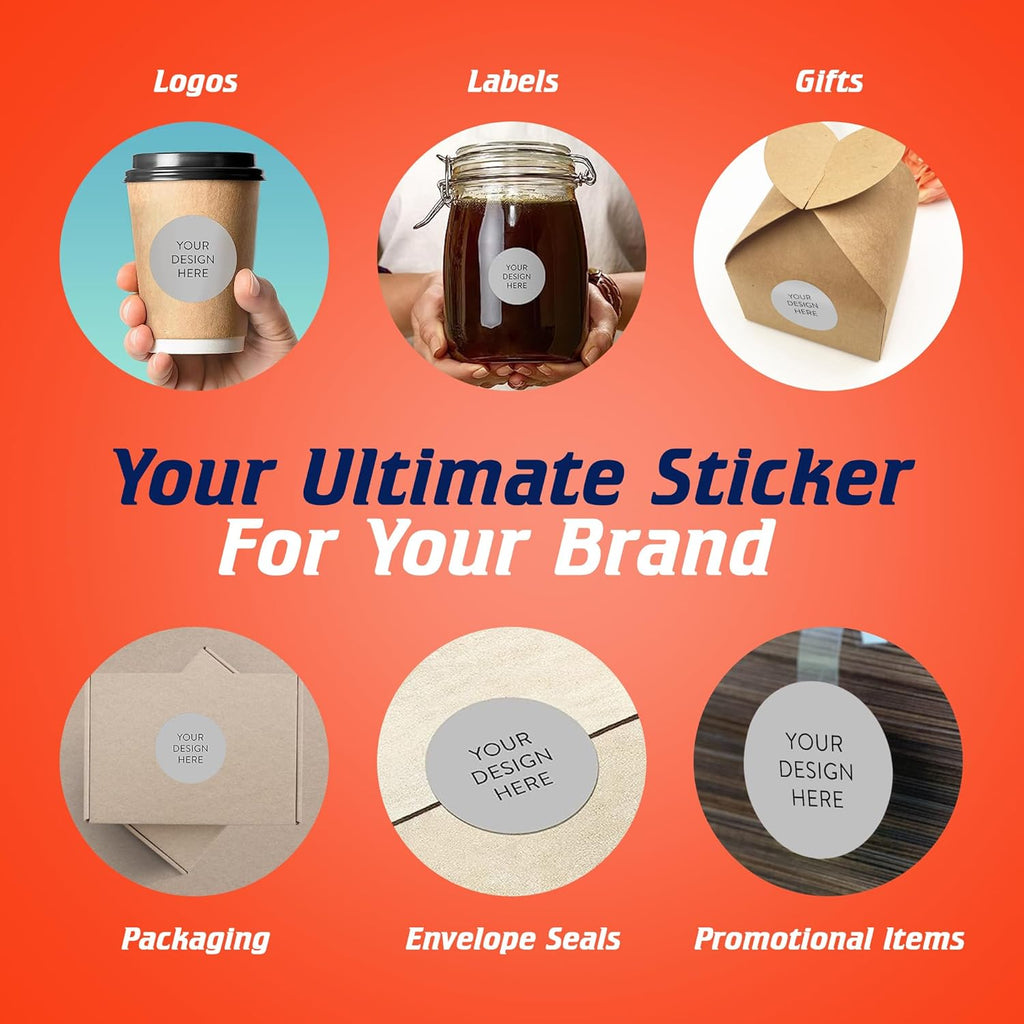 100 Custom Vinyl Stickers - Upload Your own Image, Text, Design, Logo - Personalized Logo Labels for Handmade, Packaging, Bottle, Jars, Candle, Brand Stickers (Gray, 1.5x1.5)