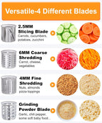 Stainless Steel Salad Maker Attachment for KitchenAid Mixers, Large Slicer Shredder & Cheese Grater Accessories with 4 Blades,Dishwasher Safe