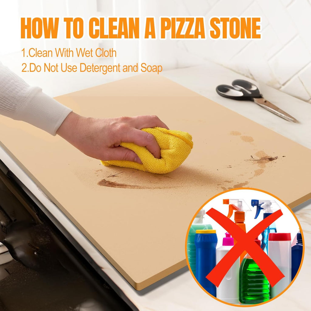 Large Pizza Stone 20" x 13.5" for Grill Rectangular Thick (0.67”) Baking Pizza Stone for Oven Heavy Duty Cordierite, Ideal for Baking Pizzas - Includes Scaper