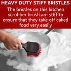 8" Pot & Dish Cleaning Brush by FryOilSaver Co., Dish Scrubber w/Stiff Bristle Brush for Kitchen Cleaning Tough Stain, Dishes, Pot, Pan, Sink, Stove, Grill Scrubber for Home & Busy Restaurant - 90048